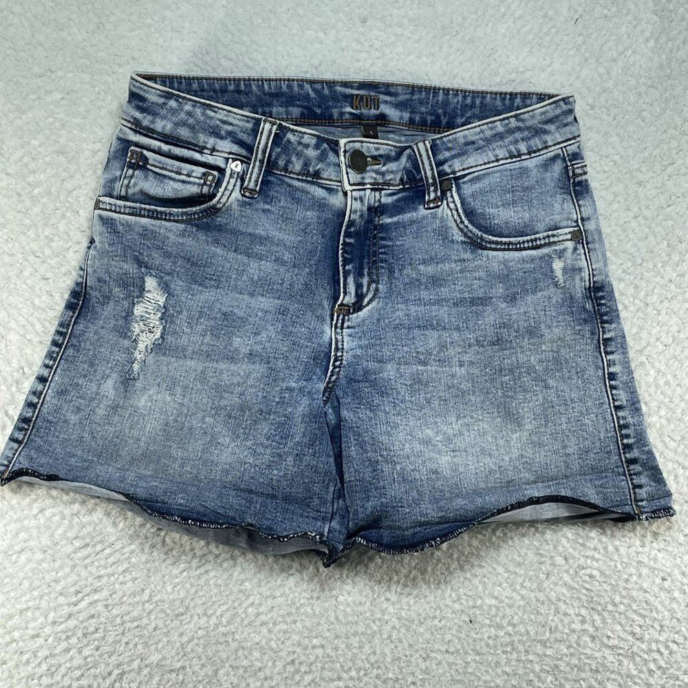 Kut Womens Size 4 Denim Blue Jean Stretchy Cutoff Distressed Shorts 29x5 Actual